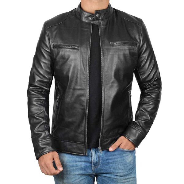 Dodge Black Fitted Real Leather Biker Jacket Men’s/Gloria Leather ...