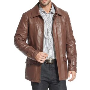 Brown Leather Trench Coat Men’s – Lambskin Leather Coats/Gloria Leather