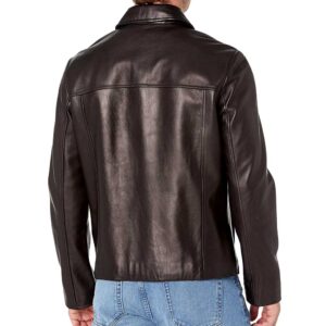 Black Leather Jacket With Collar Men’s – Lampskin Jacket/Gloria Leather