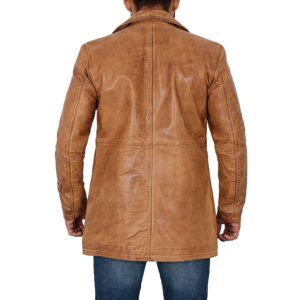 Brown Distressed Real Lambskin Leather Jacket Coat for Men/Gloria Leather