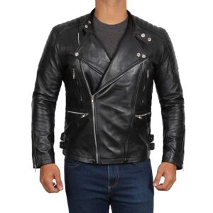 Austin Black Distressed Motorcycle Leather Jacket Men’s/Gloria Leather