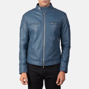 Gatsby Blue Leather Biker Jacket/Gloria Leather