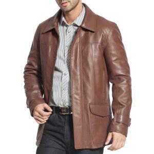Brown Leather Trench Coat Men’s – Lambskin Leather Coats/Gloria Leather