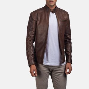 Dean Brown Leather Biker Jacket/Gloria Leather