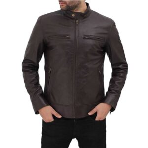 Jasoon Beghe Brown Real Lambskin Leather Moto Biker Jacket Men/Gloria Leather