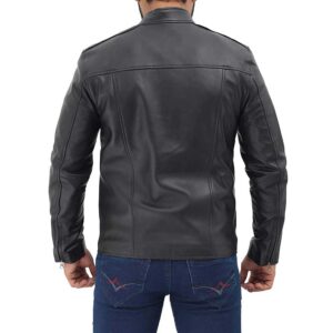 Clinton Black Real Lambskin Leather Moto Biker Jacket Men’s/Gloria Leather