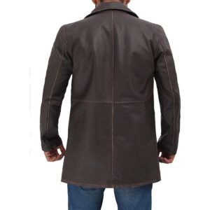 Men’s Dark Brown Leather Trench Coat – Retro Leather Jacket/Gloria Leather