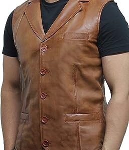 Mens Leather Waistcoat Genuine Lambskin Vest / Gloria Leather
