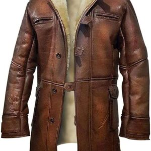 Bane Coat Rises Tom Hardy Shearling Winter Brown Leather Jacket Men’s / Gloria Leather