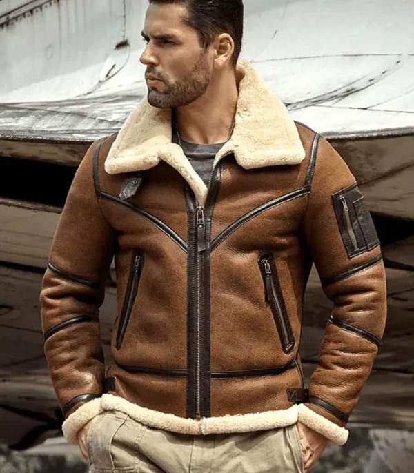 Shearling Jacket B3 Flight Sheepskin Aviator Winter Coat/Gloria Leather ...
