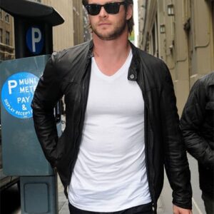 Chris Hemsworth Black Leather Jacket