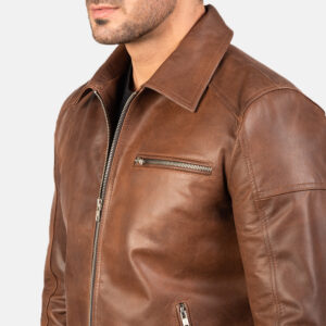 Lavendard Brown Leather Biker Jacket / Gloria Leather
