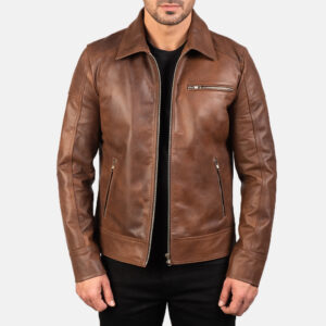 Lavendard Brown Leather Biker Jacket / Gloria Leather