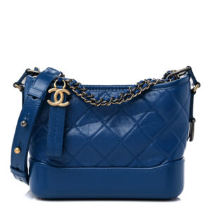CHANEL Aged Calfskin Quilted Small Gabrielle Hobo Blue