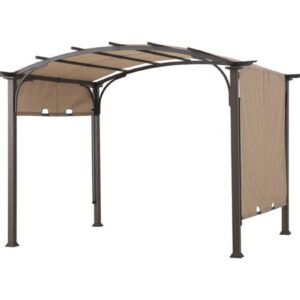 Pergola, Outdoor Steel Arched Pergola with Adjustable Canopy