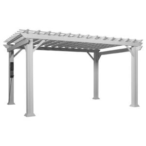 14×12 Hawthorne Traditional Steel Pergola With Sail Shade Soft Canopy