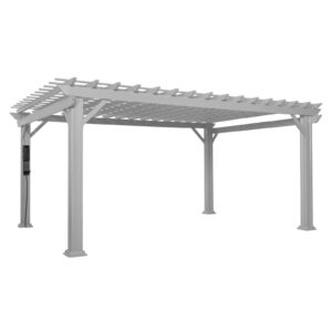16×12 Hawthorne Traditional Steel Pergola With Sail Shade Soft Canopy