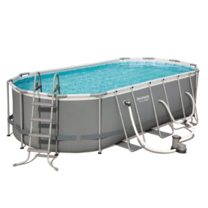Bestway Power Steel 18′ x 9′ x 48″ Oval Above Ground Outdoor Swimming Pool Set