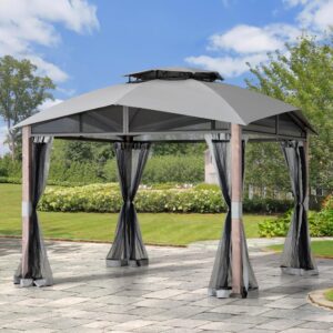 Sunjoy 12′ x 12′ Hillsdale Soft Top Gazebo with Plastic Counterweights and Mesh Netting