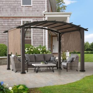 Sunjoy 10′ x 12′ Dylon Pergola with Arched Roof and Adjustable Canopy