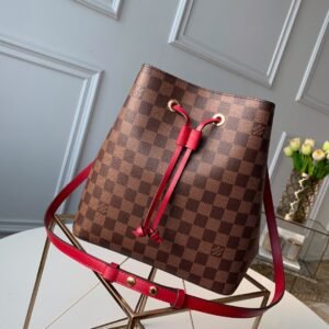 Louis Vuitton NeoNoe Bucket Bag MM Damier Azur Canvas Spring/Summer Collection N50042 Red
