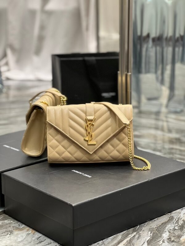 Saint Laurent Small Bag In Mix Matelasse 21cm Beige