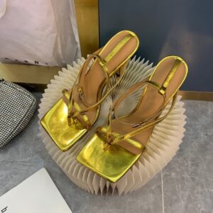 Bottega Veneta Stretch Sandals 9cm Heel Lambskin Leather Spring/Summer 2020 Collection, Gold