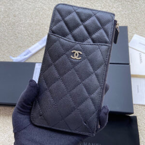 CO-CO Chanel Phone Wallet & Card Holder With Silver Hardware 20cm