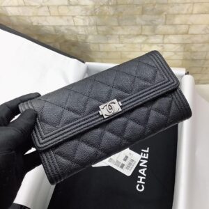 CO-CO Chanel Long Flap Wallet With Silver Hardware 20cm