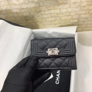 CO-CO Chanel Flap Card Holder With Silver Hardware 11cm