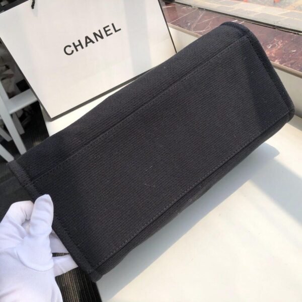 Chanel Deauville Tote 38cm Twill Canvas Bag Fall/Winter Collection Black/White - Image 4