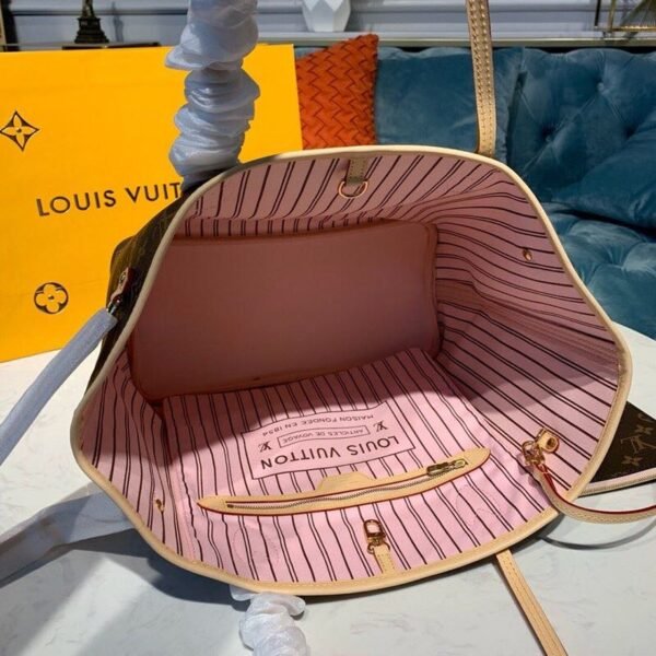 Louis Vuitton Neverfull MM Bag 32cm Monogram Canvas Fall/Winter Collection M41177, Rose Ballerine - Image 9