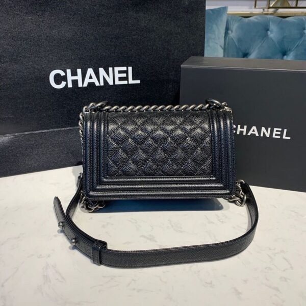 Chanel Quilted Boy Bag 20cm Caviar Leather Antique Silver Hardware Fall/Winter Act 1 Collection Black - Image 5