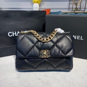 Chanel 19 Flap Bag 30cm Goatskin Leather Fall/Winter Act 1 Collection Black