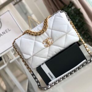 Chanel 19 Flap Bag 30cm Goatskin Leather Fall/Winter Act 1 Collection, White