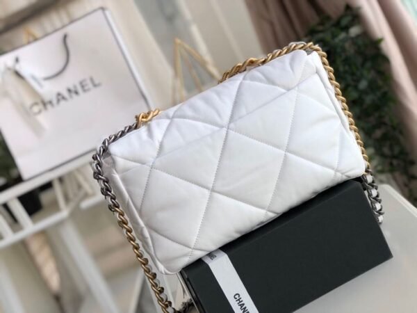 Chanel 19 Flap Bag 30cm Goatskin Leather Fall/Winter Act 1 Collection, White - Image 3