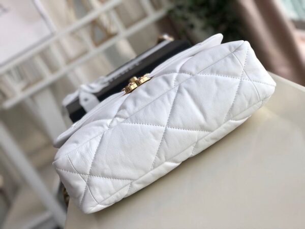 Chanel 19 Flap Bag 30cm Goatskin Leather Fall/Winter Act 1 Collection, White - Image 8