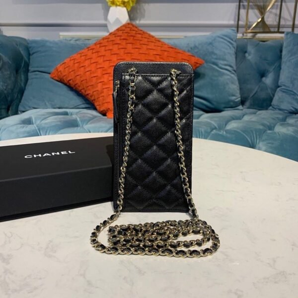 Chanel Mobile Phone Pouch Holder Shoulder Bag 12cm Caviar Leather Gold Hardware Fall/Winter Act 1 Collection, Black - Image 3