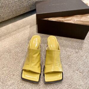 Bottega Veneta Square Toe Mules Calfskin Leather Fall/Winter 2019 Collection, Yellow