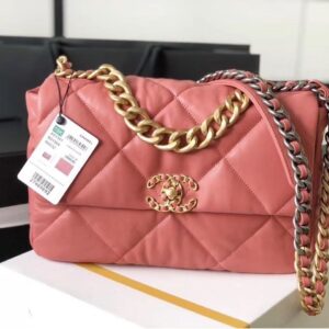 Chanel 19 Flap Bag 26cm Goatskin Leather Spring/Summer Act 1 Collection, Salmon Pink