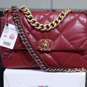 Chanel 19 Flap Bag 26cm Goatskin Leather Spring/Summer Act 1 Collection, Burgundy