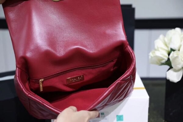 Chanel 19 Flap Bag 26cm Goatskin Leather Spring/Summer Act 1 Collection, Burgundy - Image 7