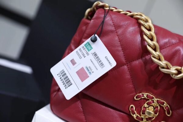 Chanel 19 Flap Bag 26cm Goatskin Leather Spring/Summer Act 1 Collection, Burgundy - Image 17