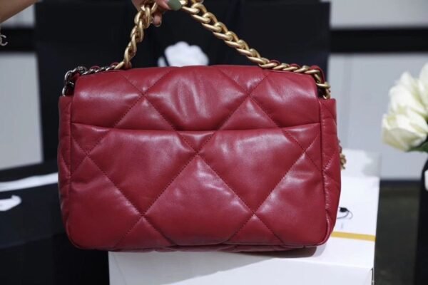 Chanel 19 Flap Bag 26cm Goatskin Leather Spring/Summer Act 1 Collection, Burgundy - Image 16