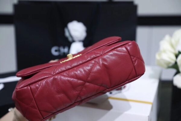 Chanel 19 Flap Bag 26cm Goatskin Leather Spring/Summer Act 1 Collection, Burgundy - Image 14