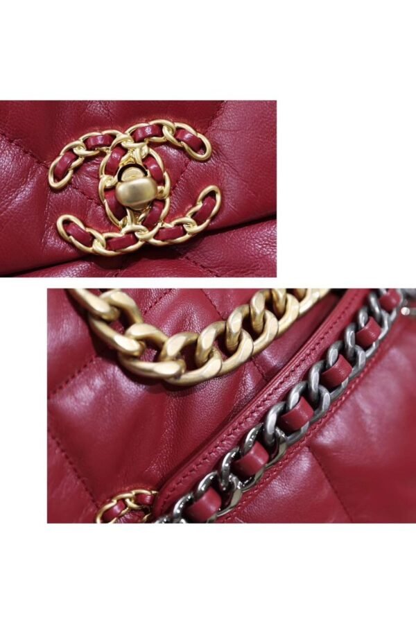 Chanel 19 Flap Bag 26cm Goatskin Leather Spring/Summer Act 1 Collection, Burgundy - Image 19