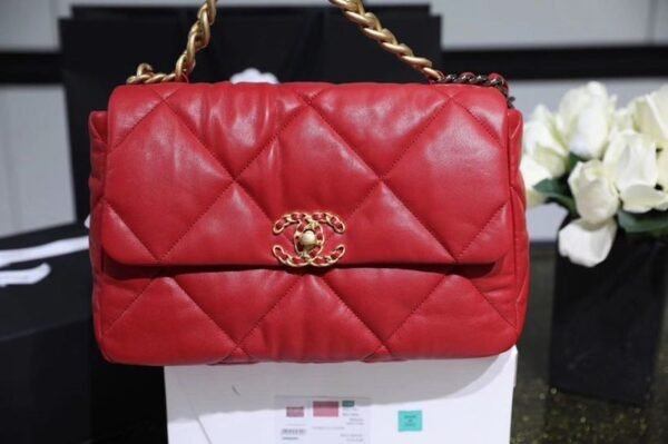 Chanel 19 Flap Bag 26cm Goatskin Leather Spring/Summer Act 1 Collection, Red - Image 5