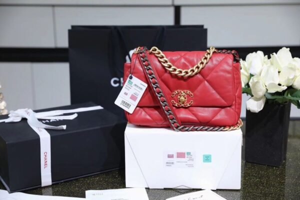 Chanel 19 Flap Bag 26cm Goatskin Leather Spring/Summer Act 1 Collection, Red - Image 12