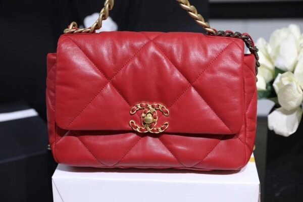 Chanel 19 Flap Bag 26cm Goatskin Leather Spring/Summer Act 1 Collection, Red - Image 15