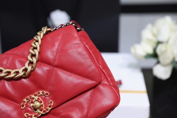 Chanel 19 Flap Bag 26cm Goatskin Leather Spring/Summer Act 1 Collection, Red - Image 14